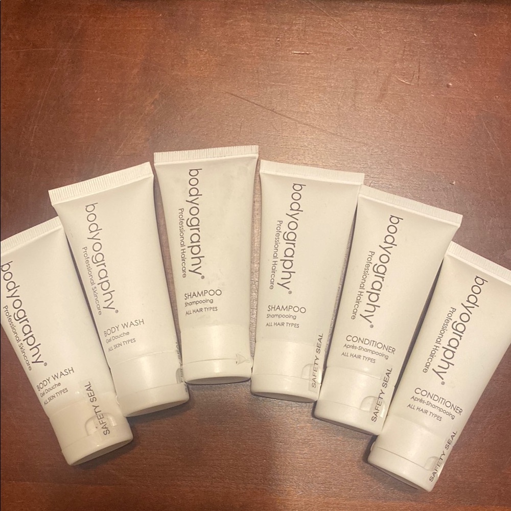 Bodyography 6 Hair & Body Care Set; 2 shampoos 2 conditioners 2 body wash 1.4oz